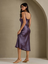 [Paars Grijs] SilkSilky-NL Spaghetti Strap V Neck Jurk 002