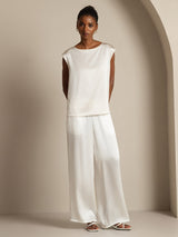 [Wit] SilkSilky-NL Cap Sleeve Round Neck Dames T-Shirt 009