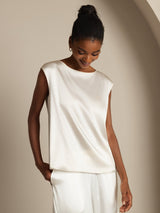 [Wit] SilkSilky-NL Cap Sleeve Round Neck Dames T-Shirt 007