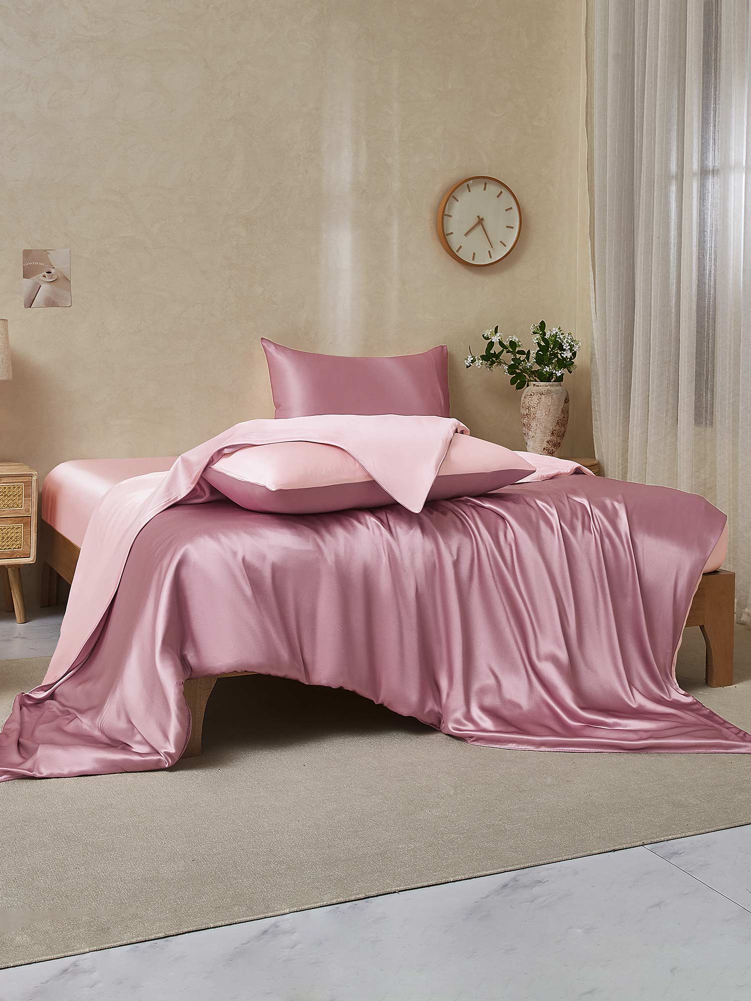 [BleekMauve+Lichtroze] SilkSilky-NL 22Momme Bedding Set 002,