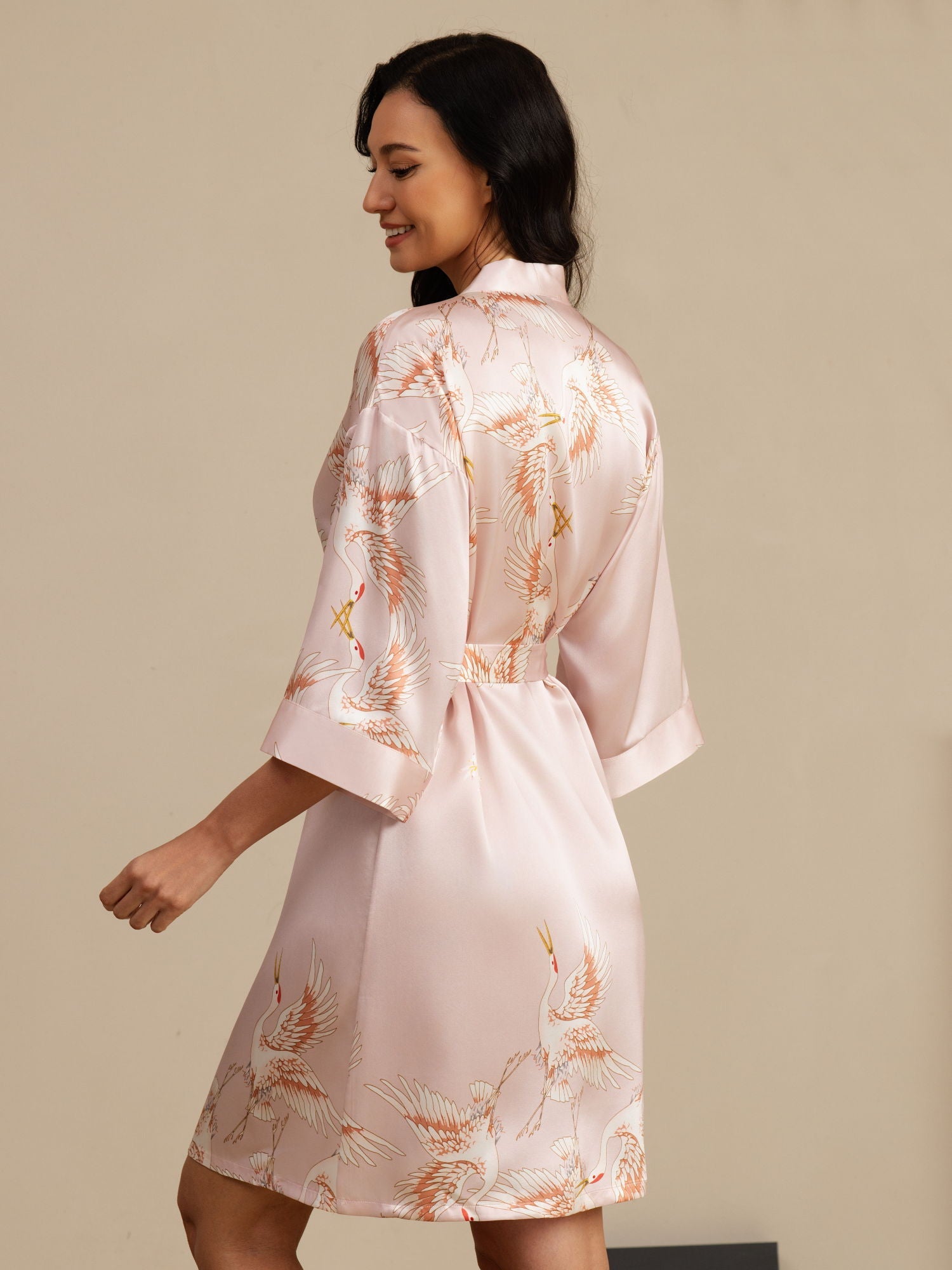 [Roze] SilkSilky-NL 19Momme 3/4 Mouw Dames Kamerjas 002
