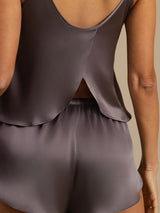 [Paars Grijs] SilkSilky-NL Spaghetti Bandjes Diepe Ronde Hals Cami-Set 006