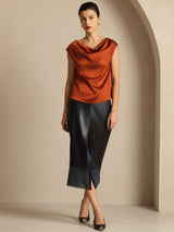 [Karamel] SilkSilky-NL Cap Sleeve Cowl Neck Dames T-Shirt 007