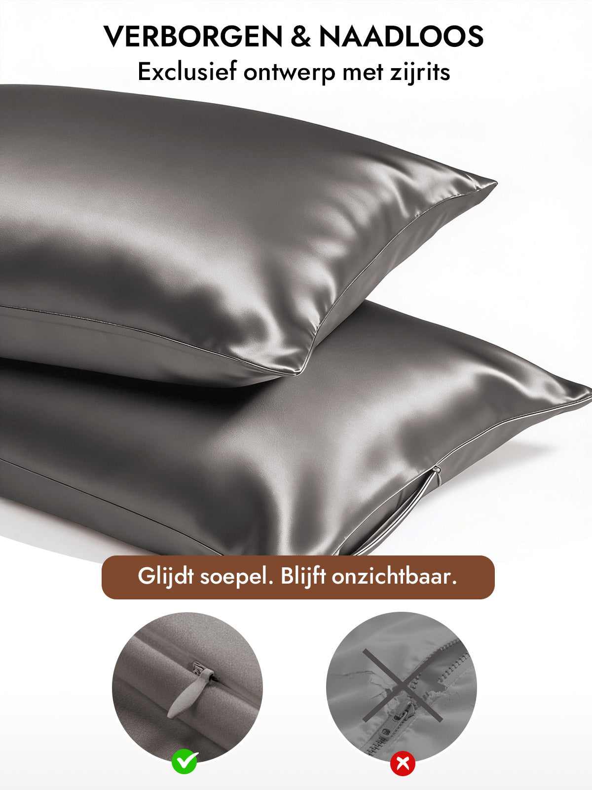 [Donkergrijs] SilkSilky-NL 30Momme Pillowcase 006