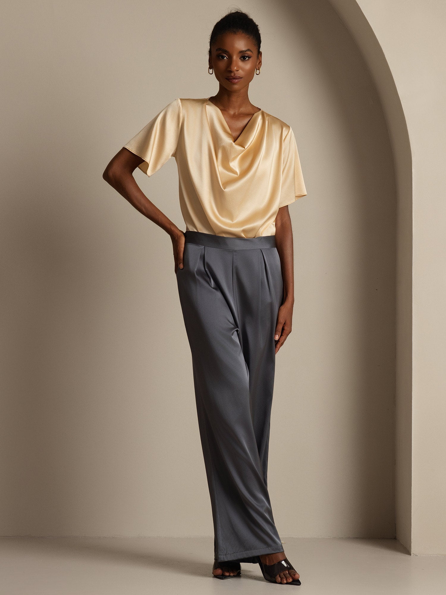 [Donkergrijs] SilkSilky-NL 19Momme Zijde Womens Pants 007,