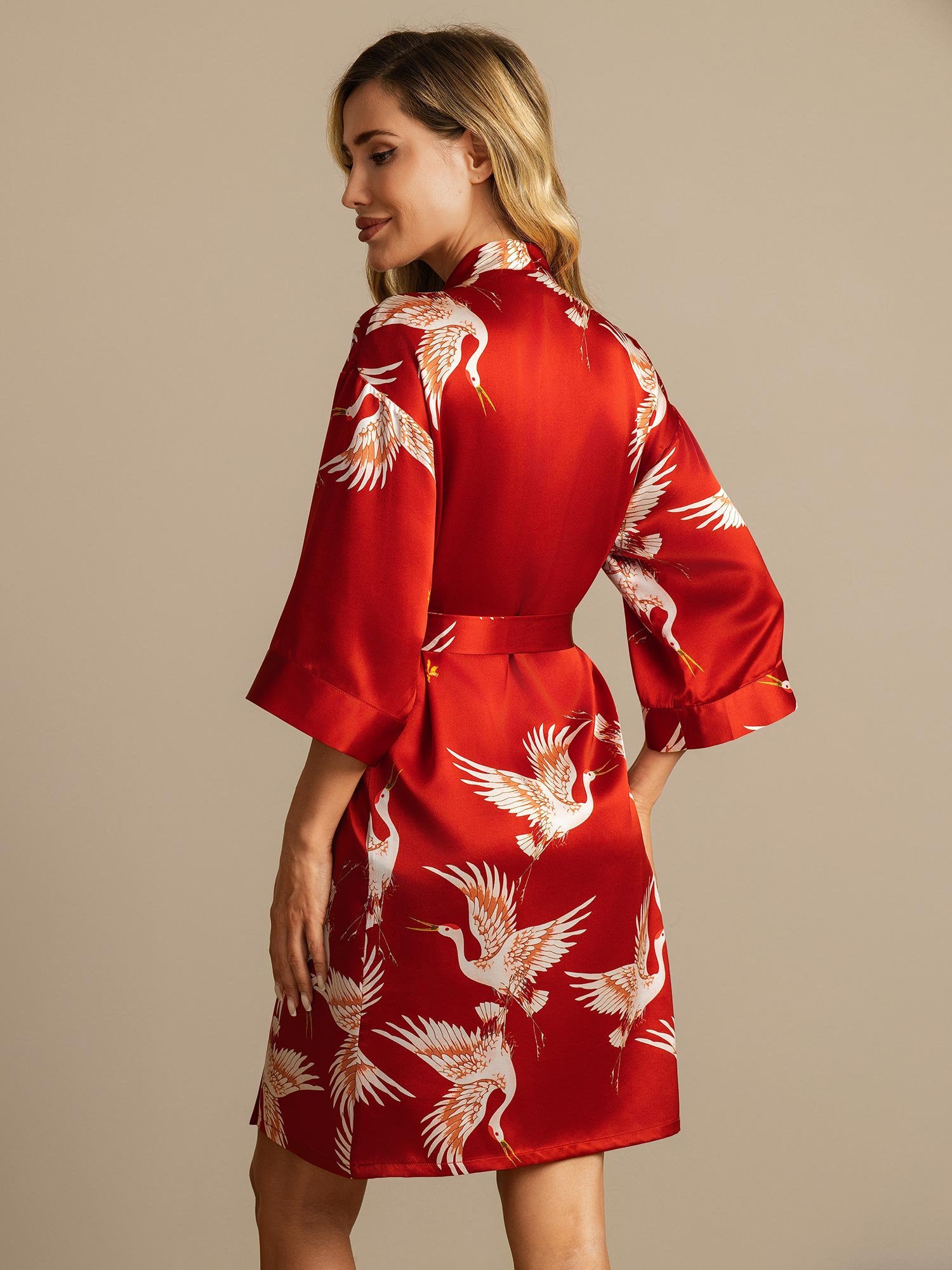 [Donkerrood] SilkSilky-NL 19Momme Zijde Womens Robe 002