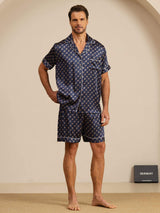 [Marine Ketting] SilkSilky-NL Korte Mouw Notchkraag Heren Pyjama Set 001