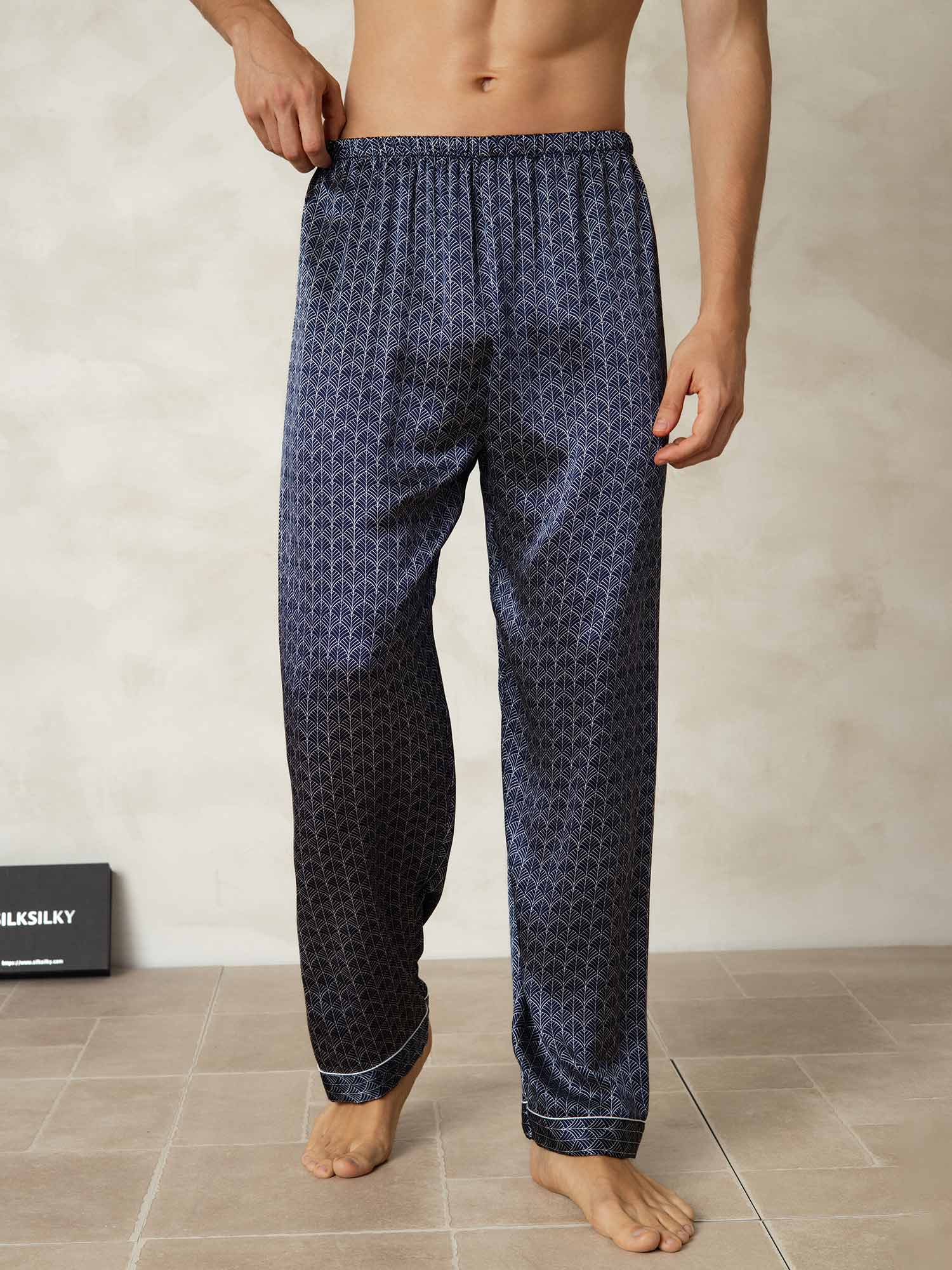 [Marine Ginkgo] SilkSilky-NL Mens Sleep Bottoms 001