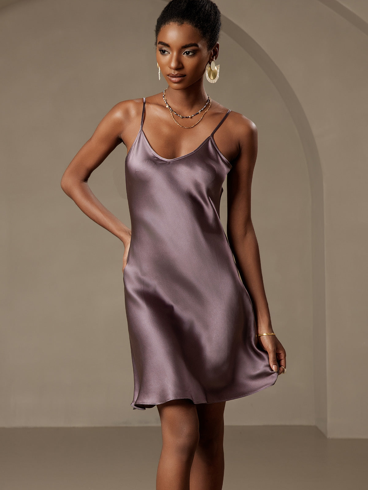 [Paars Grijs] SilkSilky-NL Dress 005
