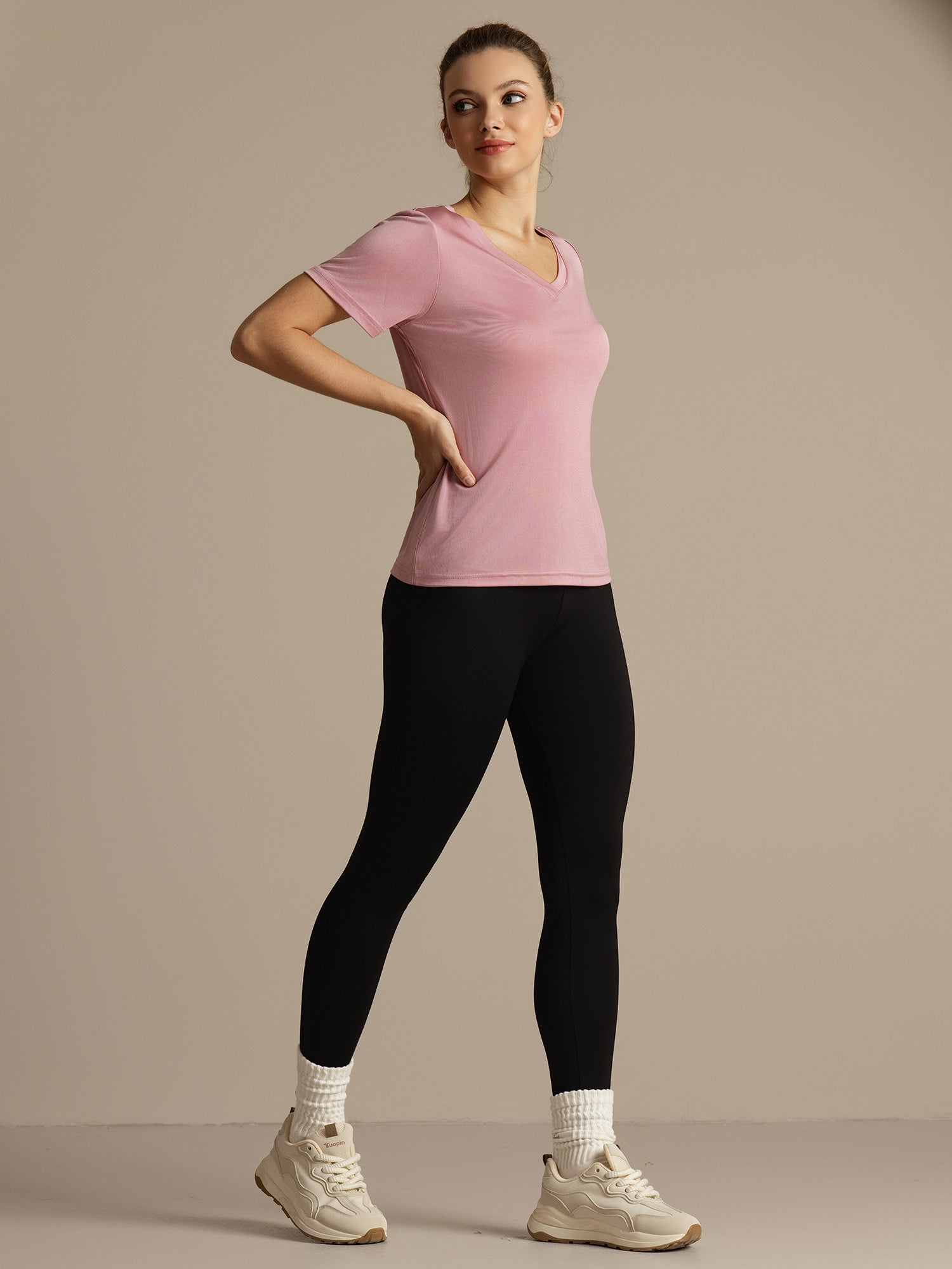 [Bleek Mauve] SilkSilky-NL Korte Mouw Dames T-Shirt 009