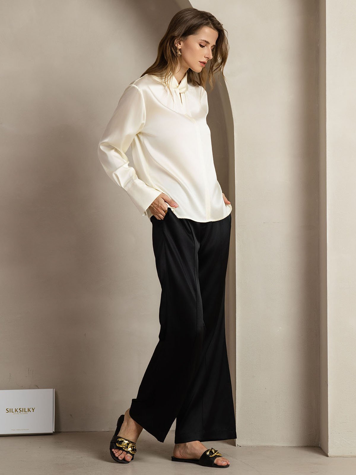 [Ivoor] SilkSilky-NL 19Momme Zijde Womens Shirt 011