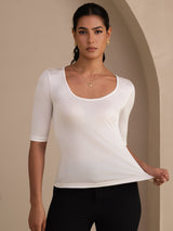 [Wit] SilkSilky-NL Half Sleeve Dames T-Shirt 005