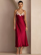[Wijn] SilkSilky-NL Spaghetti Strap V Neck Jurk 006