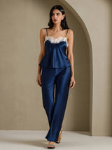 [Donkerblauw] SilkSilky-NL Spaghetti Strap V Neck Cami-Top 006