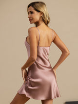 [Bleek Mauve] SilkSilky-NL Spaghetti Strap V Neck Nachthemd 002
