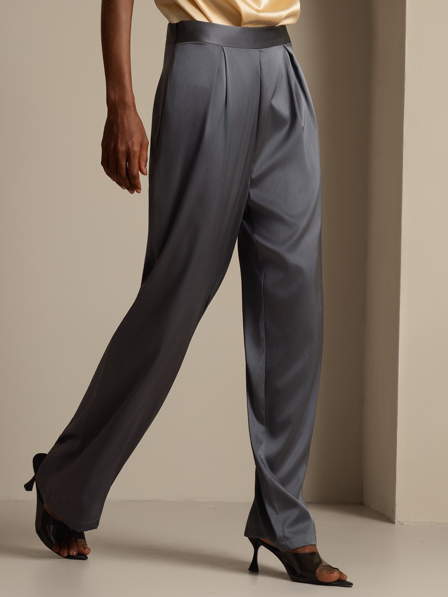 [Donkergrijs] SilkSilky-NL 19Momme Zijde Womens Pants 003,