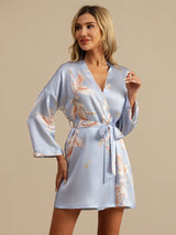 [Lichtblauw] SilkSilky-NL 3/4 Sleeve Dames Kamerjas 004