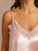[Roze] SilkSilky-NL Spaghetti Strap V Neck Cami-Set 004