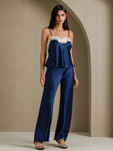 [Donkerblauw] SilkSilky-NL Spaghetti Strap V Neck Cami-Top 007
