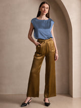 [Echt Petrol] SilkSilky-NL Cap Sleeve Round Neck Dames T-Shirt 005