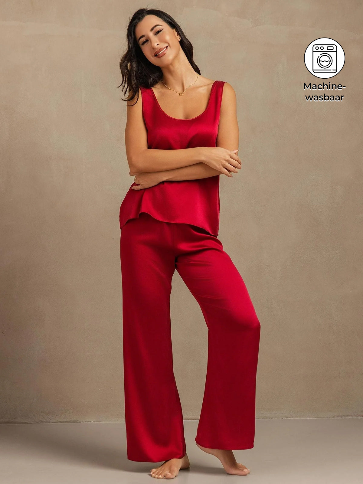 [Wijn] SilkSilky-NL 19Momme Zijde Womens Pajamas 001