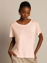 [Lichtroze] SilkSilky-NL Korte Mouw Ronde Hals Dames T-Shirt 003