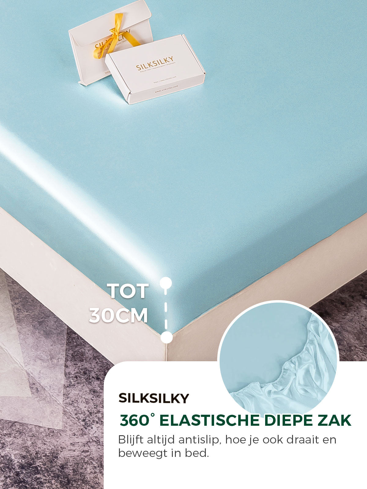 [Lichtblauw] SilkSilky-NL 19Momme Bedding Set 004