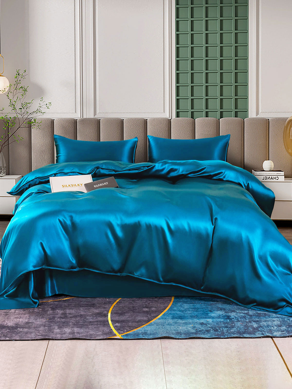 SilkSilky NL 25Momme Pure Silk Bedding Set Koningsblauw 001