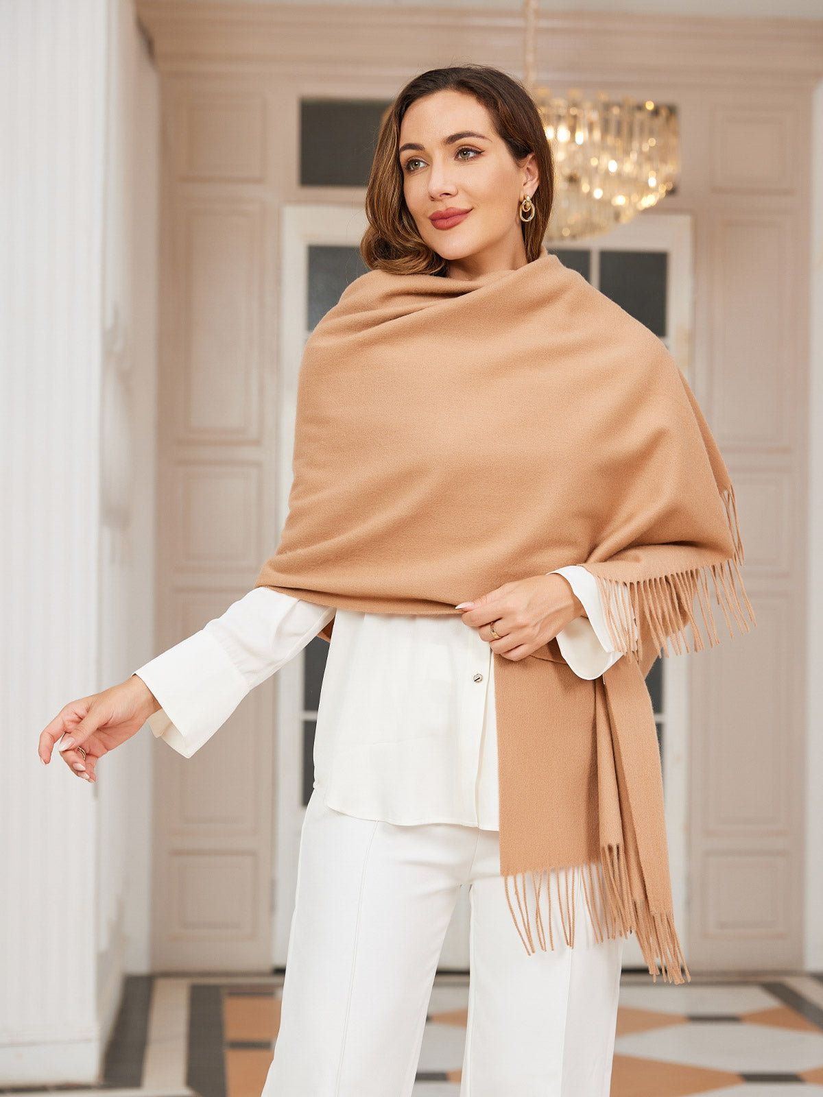 [Tan] SilkSilky-NL Wol Scarf 004