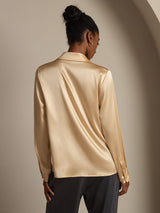 [Champagne] SilkSilky-NL Long Sleeve Lapel Collar Dames Blouse 003