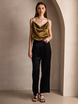 [Bruin] SilkSilky-NL Spaghetti Strap Cowl Neck Cami-Top 006
