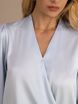 [Lichtblauw] SilkSilky-NL Long Sleeve Blouse 005