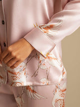 [Roze] SilkSilky-NL Long Sleeve Lapel Collar Dames Pyjama Set 005