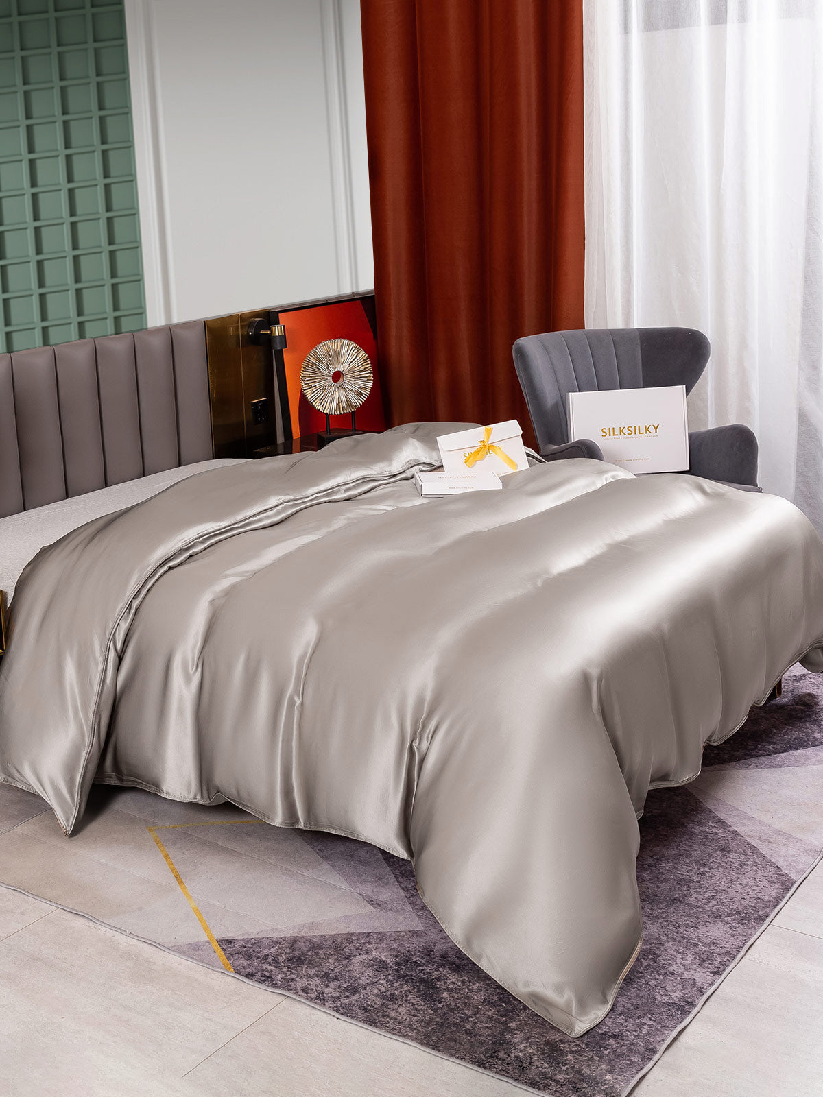 [Grijs] SilkSilky-NL 25Momme Duvet Cover 004