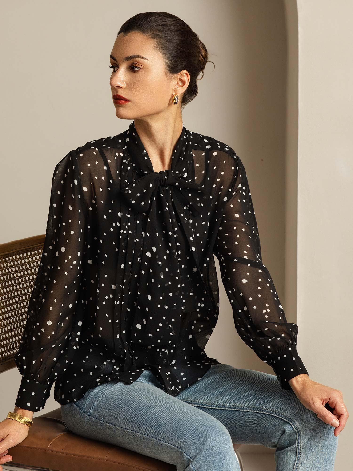 [Stippen] SilkSilky-NL Zijde Womens Shirt 001