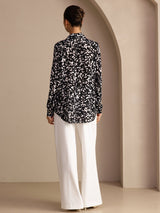 [Zwarte Spikkel] SilkSilky-NL Long Sleeve Lapel Collar Blouse 002