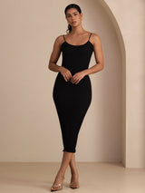 [Zwart] SilkSilky-NL Square Neck Jurk 005