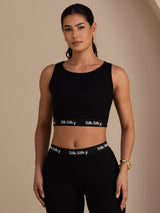 [Zwart] SilkSilky-NL Sleeveless Crew Neck Women's Outfit Sets 004