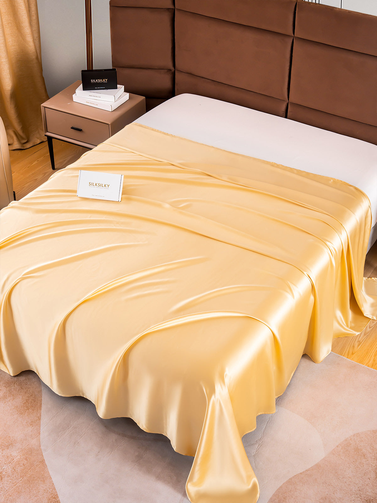 SilkSilky NL 22Momme Pure Silk Sheet Champagne 002