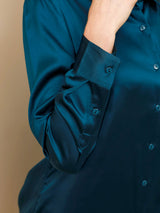[Koningsblauw] SilkSilky-NL Long Sleeve Lapel Collar Dames Blouse 003