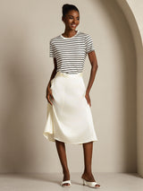 [Witte Streep] SilkSilky-NL Short Sleeve Crew Hals Dames T-Shirt 008