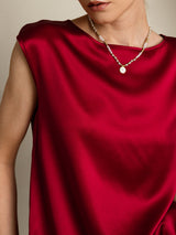 [Wijn] SilkSilky-NL Cap Sleeve Round Neck Dames T-Shirt 008
