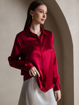 [Wijn] SilkSilky-NL Long Sleeve Lapel Collar Dames Blouse 001