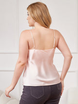 [Roze] SilkSilky-NL Spaghetti Bandjes V Hals Grote maten Cami-Top 002