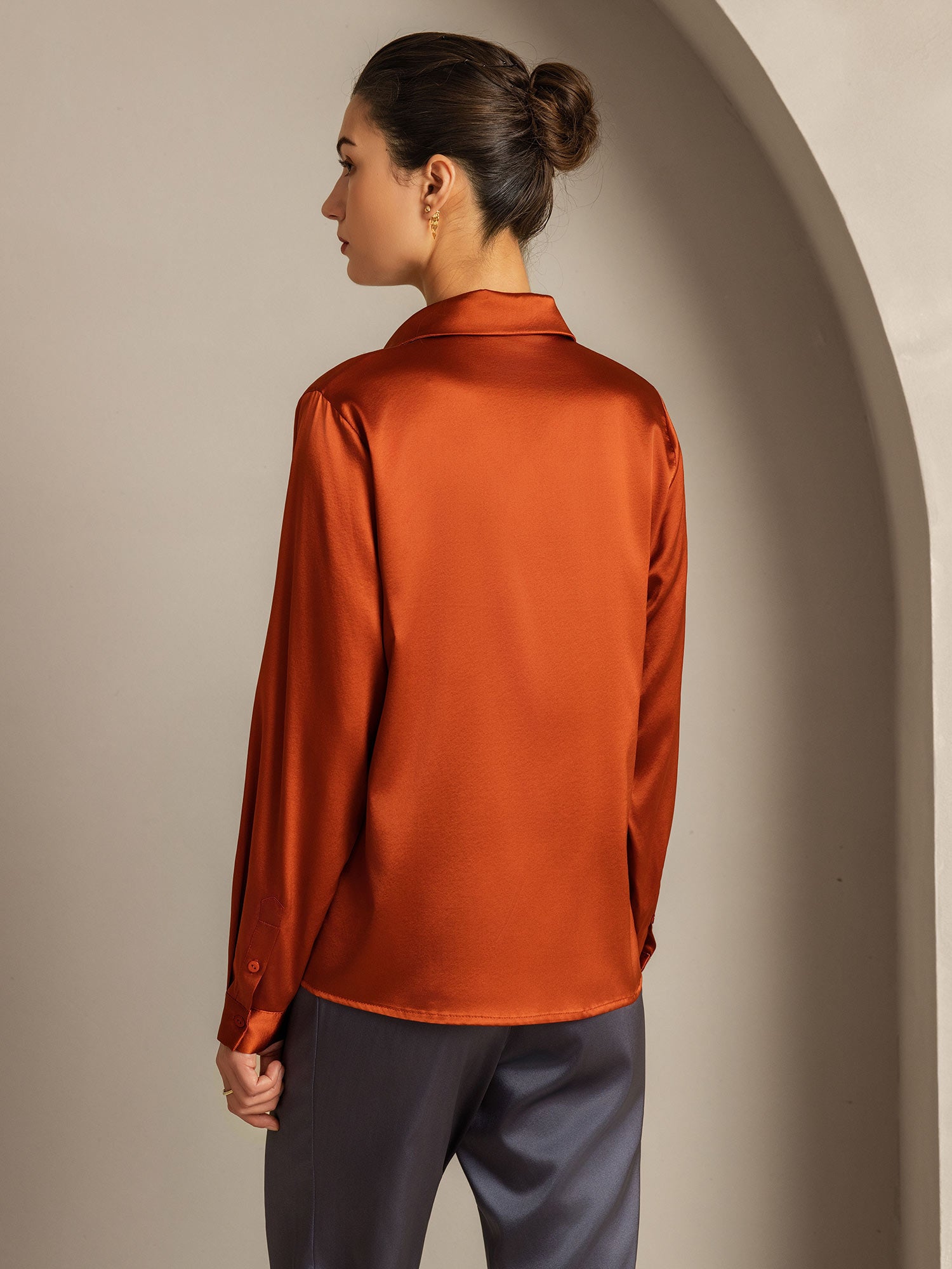 [Karamel] SilkSilky-NL 19Momme Zijde Kraag Dames Blouse 003