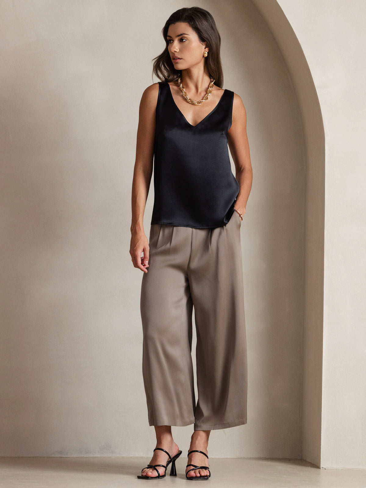 [Zwart] SilkSilky-NL 19Momme Zijde Camisoles 007