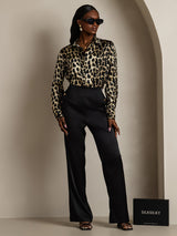 [Leopard] SilkSilky-NL Long Sleeve Lapel Collar Dames Blouse 009