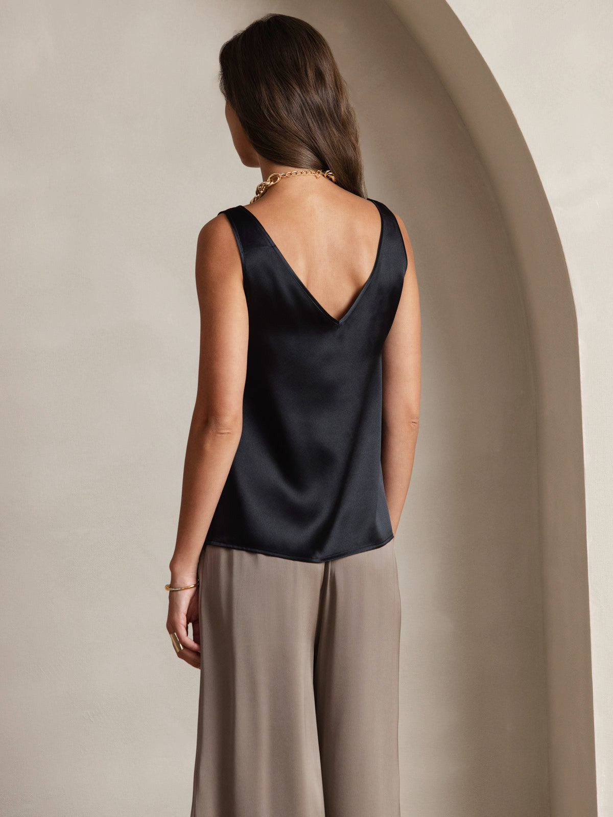 [Zwart] SilkSilky-NL 19Momme Zijde Camisoles 004
