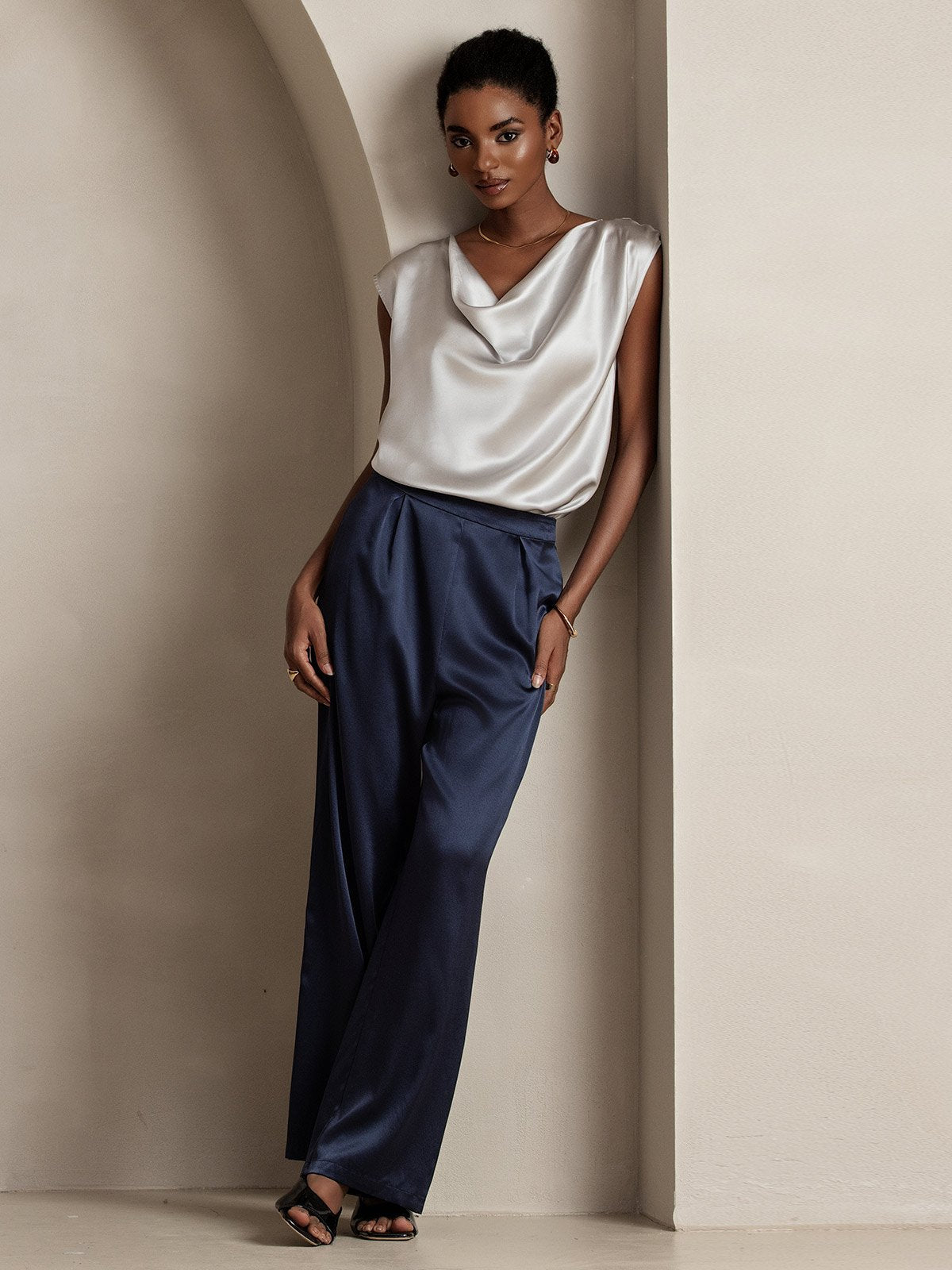 [Lichtgrijs] SilkSilky-NL 19Momme Zijde Mouwloos Womens T-Shirt 006