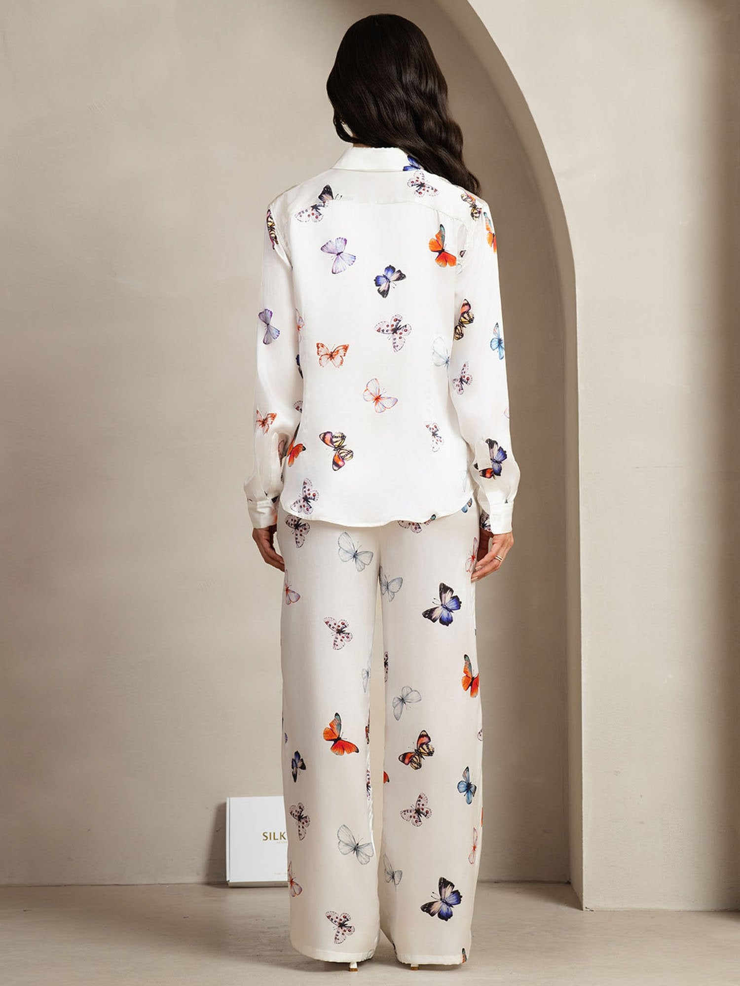 [WitteVlinder] SilkSilky-NL 19Momme Zijde Kraag Women''s Outfit Sets 002